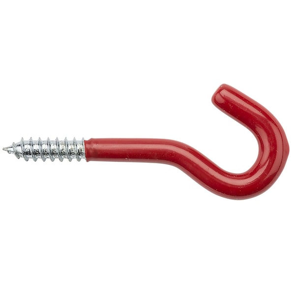 National Hardware National Hardware 3-5/8 in. L Vinyl Coated Red Steel Screw Hook 50 lb. cap. 2 pk N188-006 - main